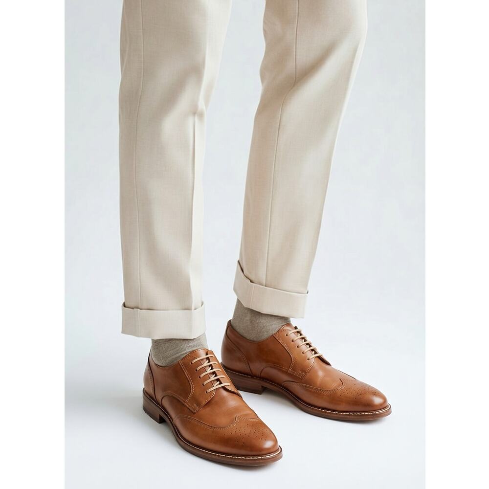 Banana Republic Leather Wingtip Brown Dress Shoes Perforated Mens Size 8.5M Read